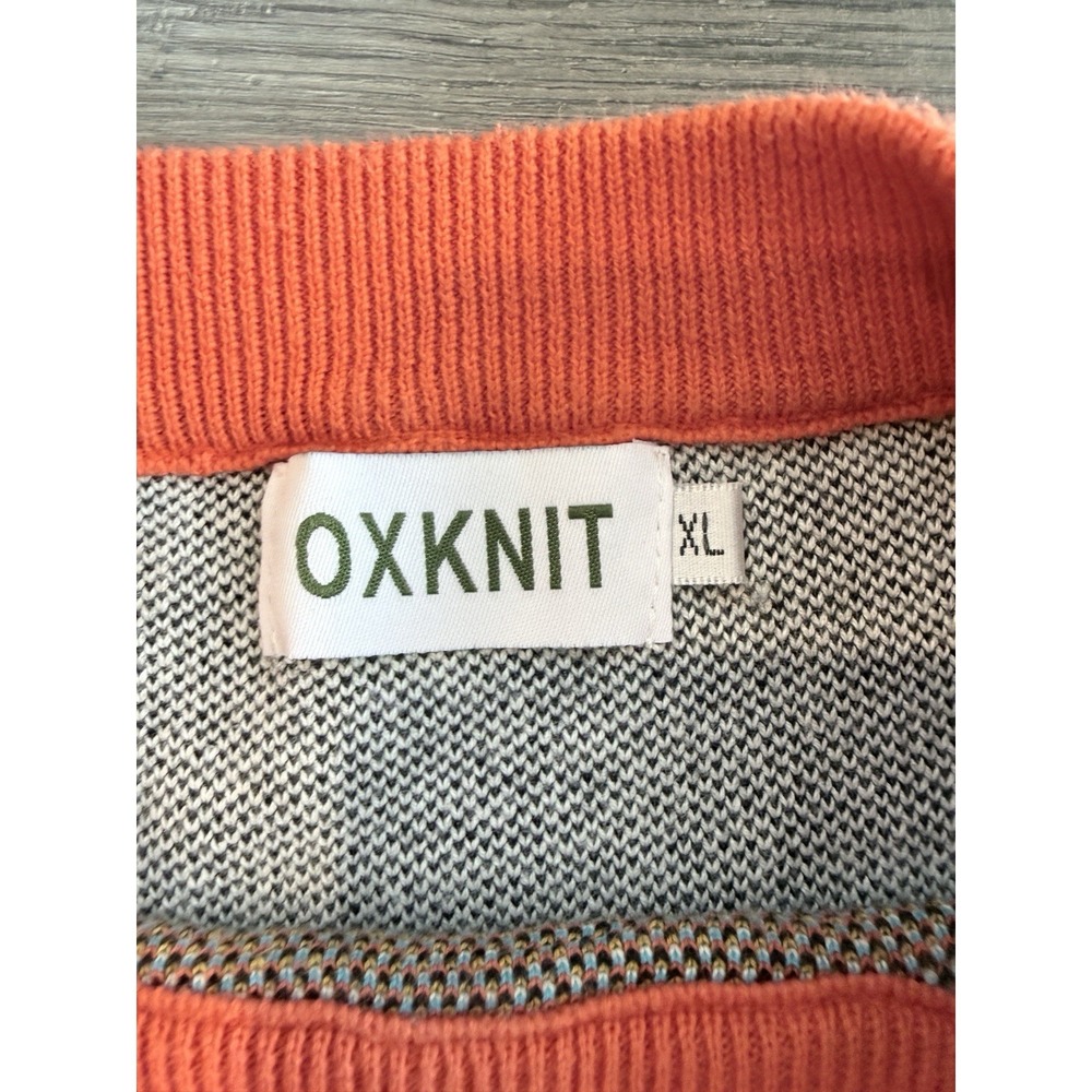 OXKNIT Retro Mod Cat Intarsia Knit XL 100% Cotton 60s 70s Novelty Art Sweater - Picture 3 of 6